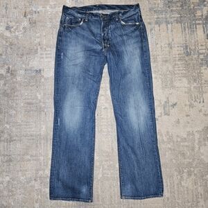 Polo Jeans Co Blue Med Wash Mercer Mens Low Rise Straight Button Fly Jeans 36x32